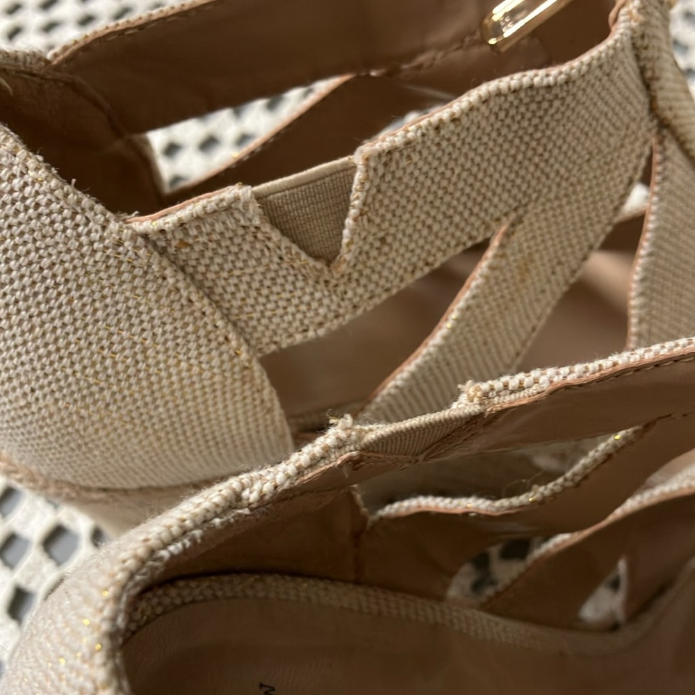 a new day  Beige Wedge Sandals with Gold Zipper - Picture 10 of 10